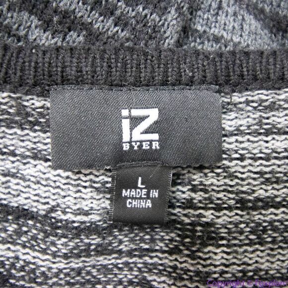IZ Byer black grey open front‎ long cardigan sweater, L - Picture 10 of 11